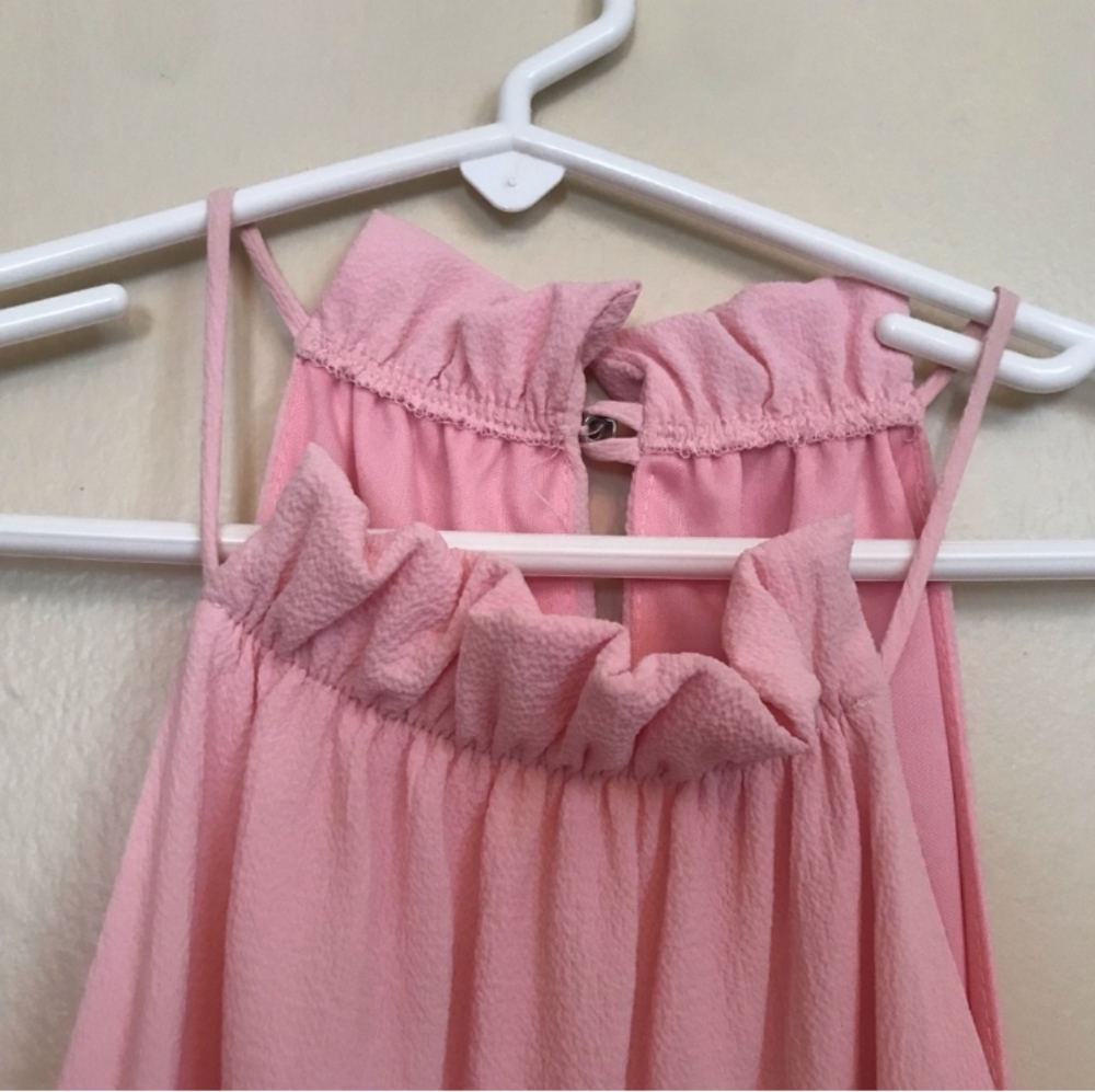 Pink Ruffle Neck Cocktail Dress - Picture 4 of 4